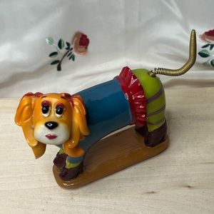 Dog Statue Brite Dress Up Figurine Wire Spring Tail Polystone with High Heels